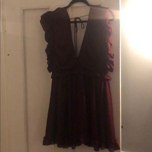 Ruffled burgundy mini dress